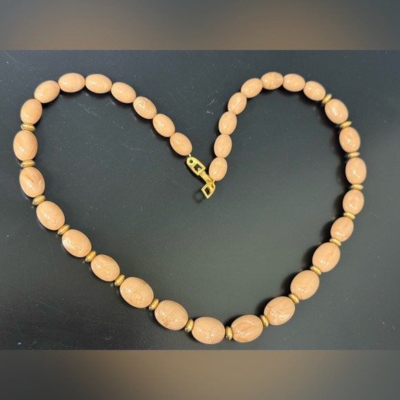 VTG Napier French Beige Gold Beaded necklace signed 24\